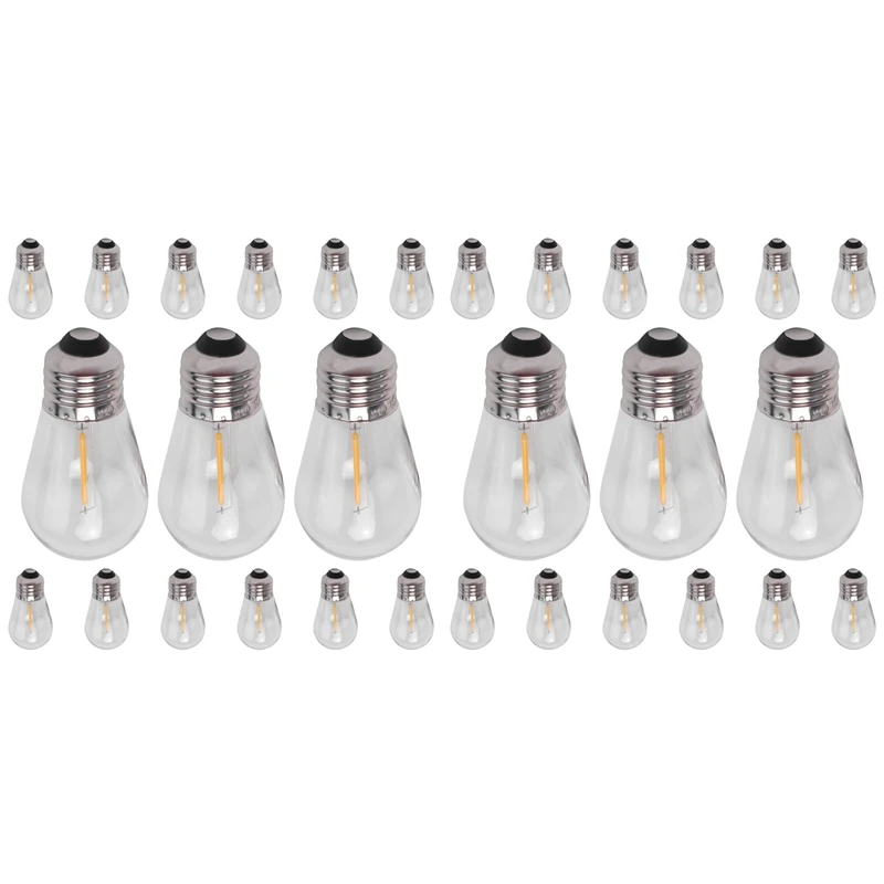 

30 Pack 3V LED S14 Replacement Light Bulbs Shatterproof Outdoor Solar String Light Bulbs Warm White