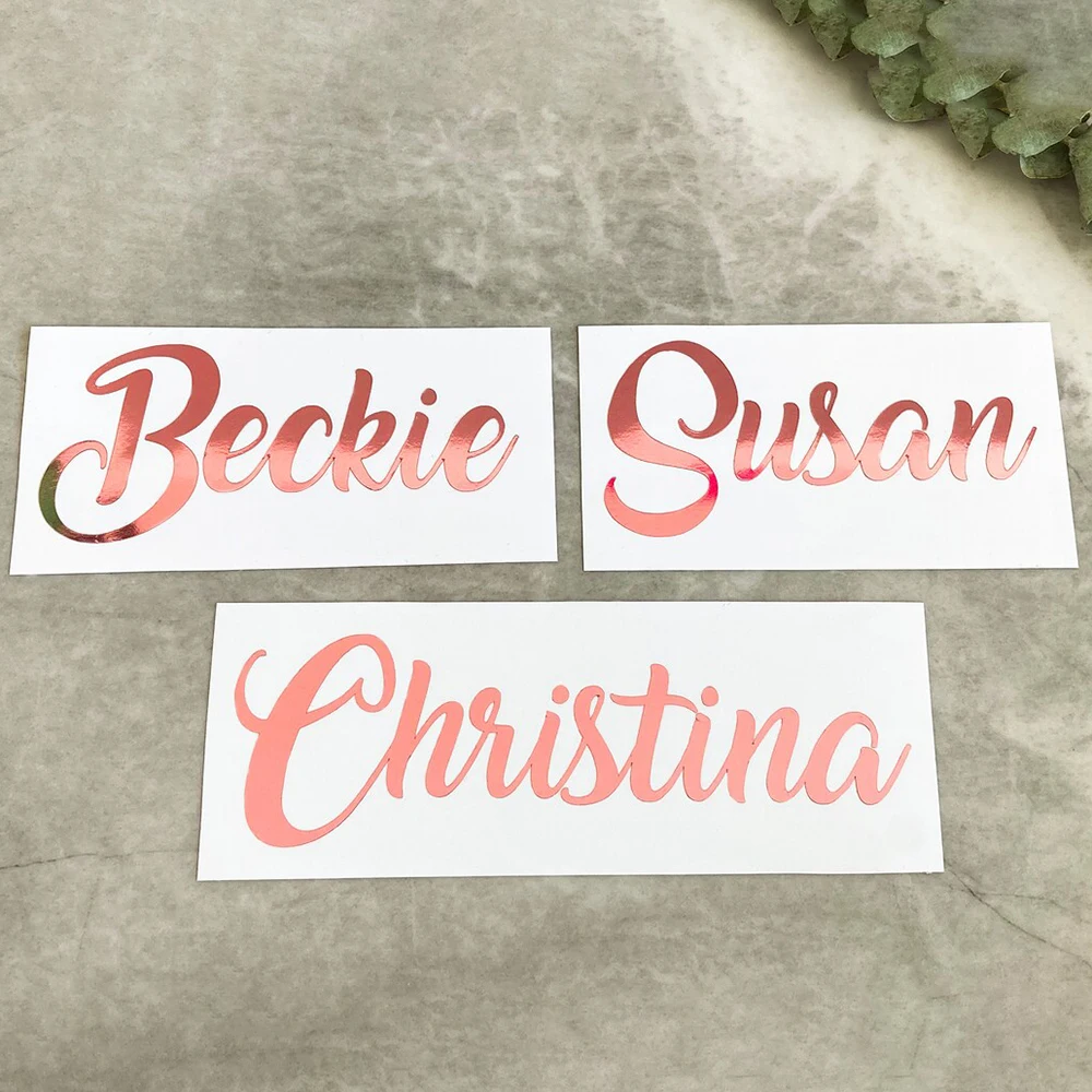 

5Pcs Personalized Name Stickers Vinyl Decal for Water Bottle or Glass Calligraphy Labels Bride Groom Bridesmaid Names Stickers