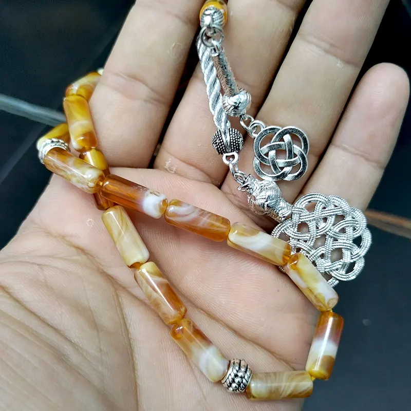 تسبيح راتنج أصفر تركي موضة سوار إكسسوارات إسلامية سبحة صلاة هدية عيد مصباح