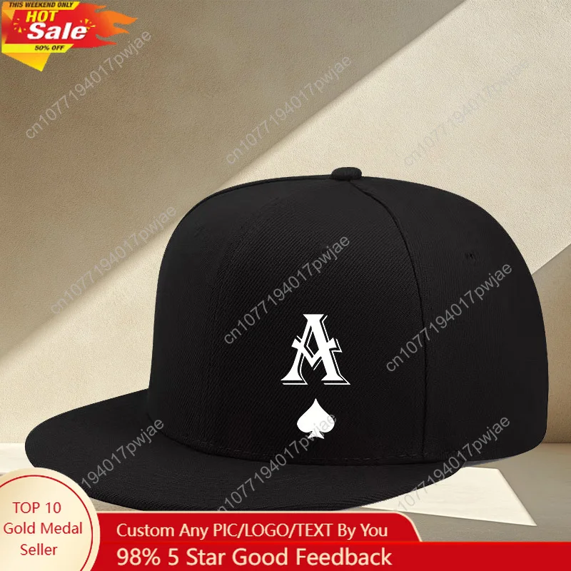 

Adjustable Unisex Hip-Hop Baseball Cap - Stylish Letter A & Ace of Spades Design, Black Casual Streetwear Hat for All Seasons, U