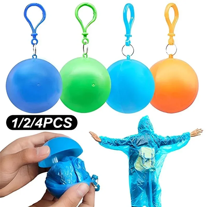 Portable Mini Raincoatball Thicken Disposable Raincoats Cape for Adults Emergency Waterproof Raincoats Ball with Keychain Unisex