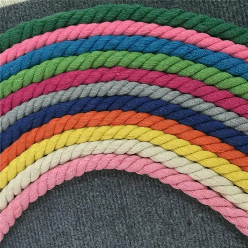 10Colors Mixed 10M 3 Shares Twisted Cotton Cords 8mm 10mm DIY Craft Decoration Rope Cotton Cord for Bag Drawstring Belt Hat CD27