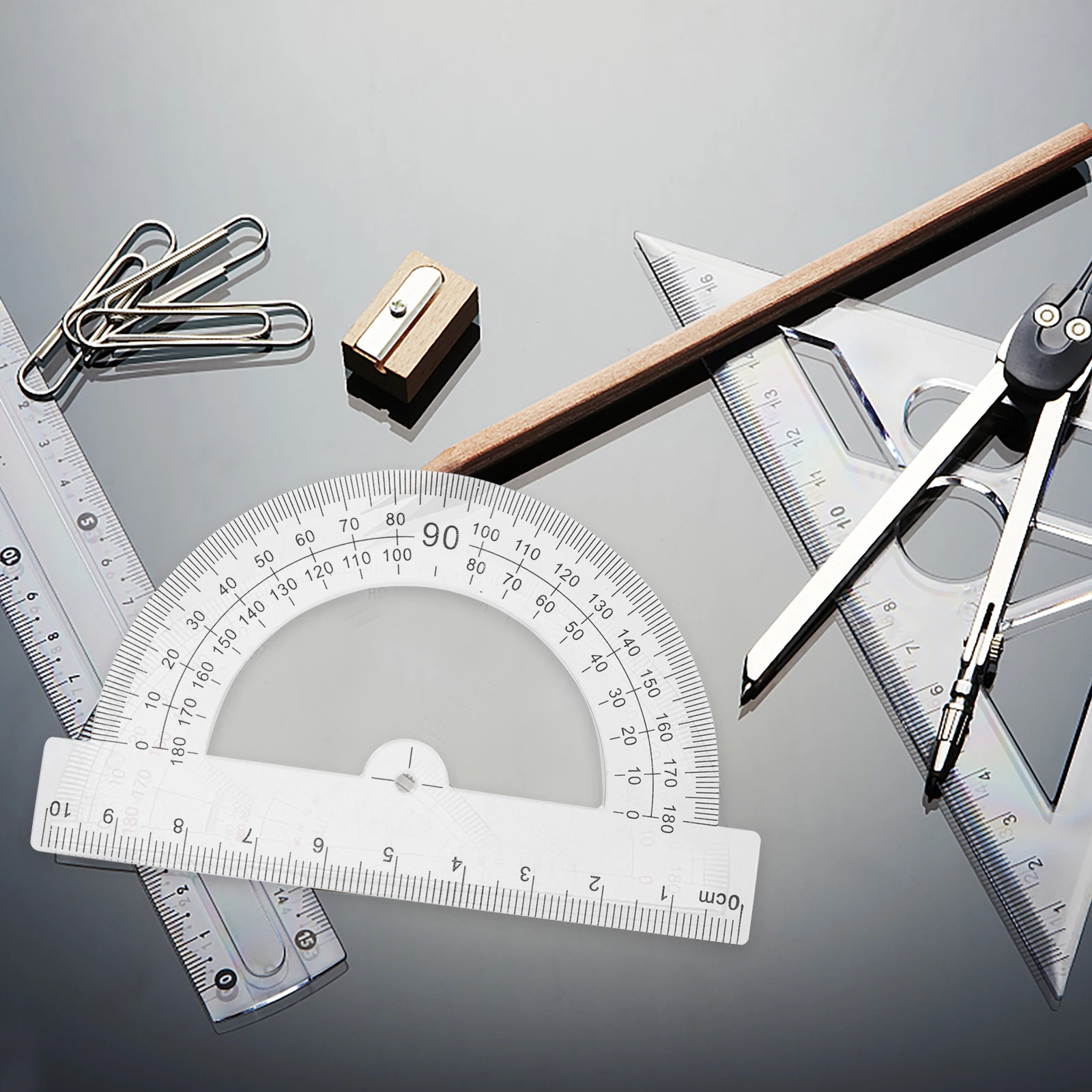 

10pcs Plastic Protractor Drawing Tool Mini Semicircle Math Ruler Transparent Measuring Stationery School Geometry