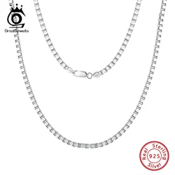 ORSA JEWELS 925 Sterling Silver Italian 1-3mm Box Chain Necklace for Women Classic Box Choker Necklace Dainty Jewelry Gift SC32