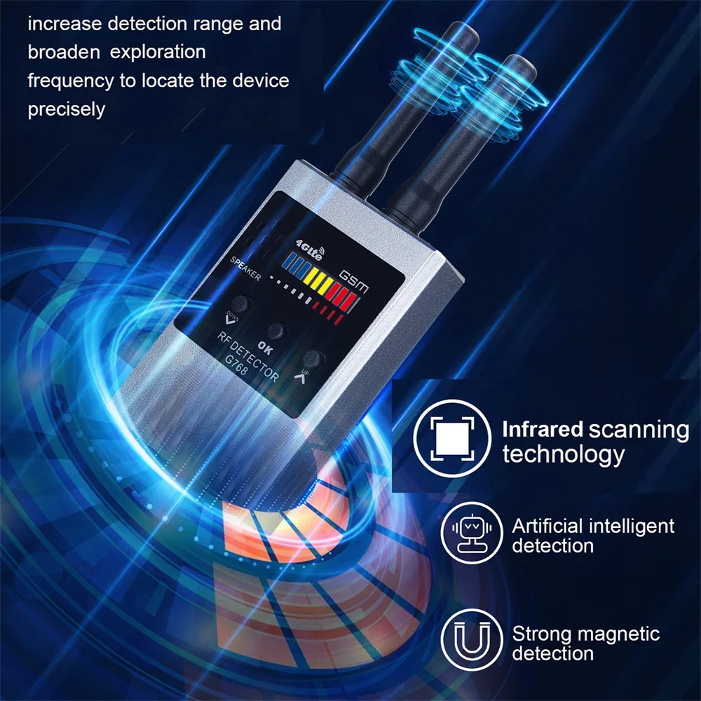 Anti-Spy Wireless RF Signal Detector GSM Listen Audio Finder GPS Tracker Scan Detect Radio Devices Anti Candid Camera IR Scanner