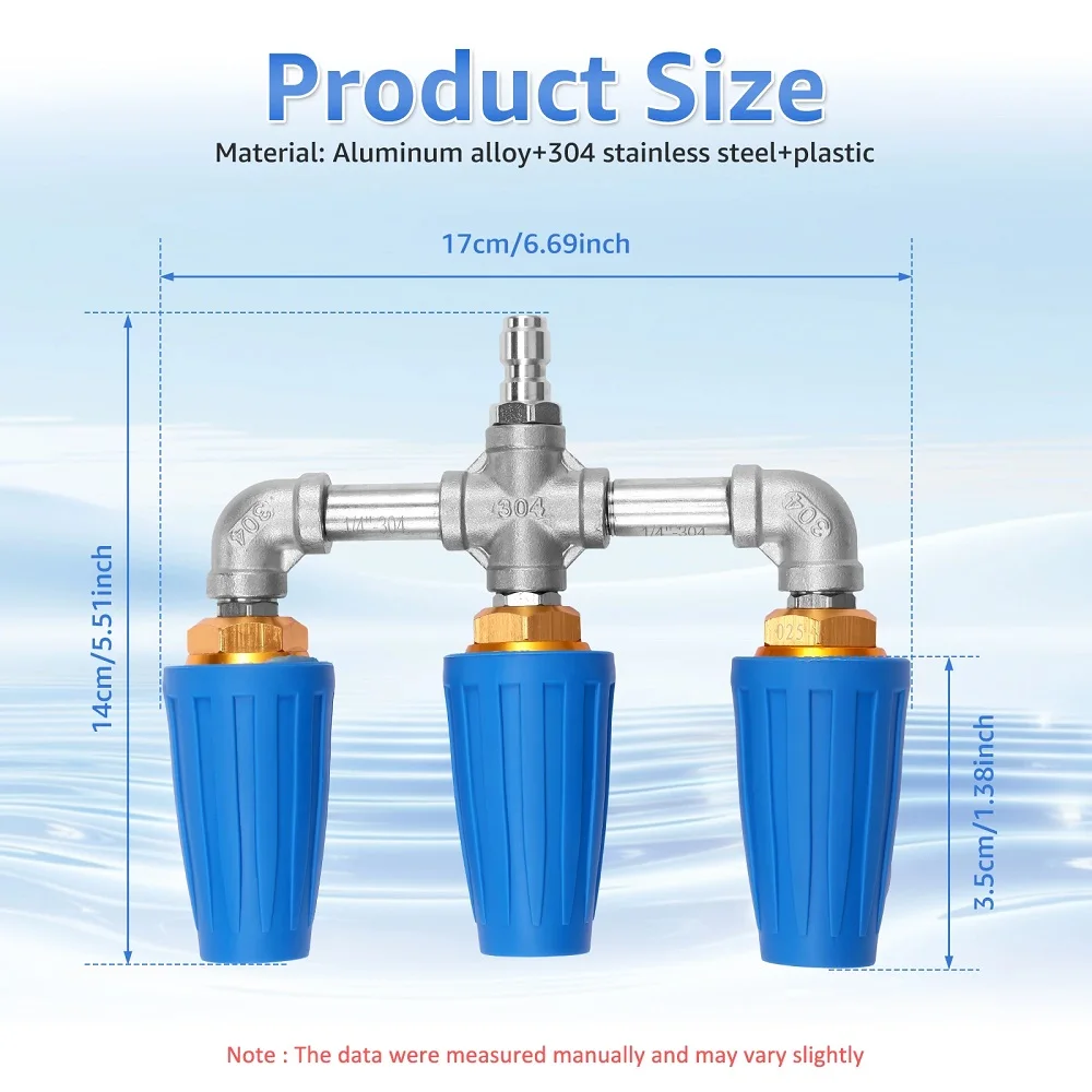 

Мойка высокого давления Turbo 360 ° Вращающаяся насадка 4000 PSI с быстрым соединением 1/4 дюйма, высокоэффективный распылитель для чистки