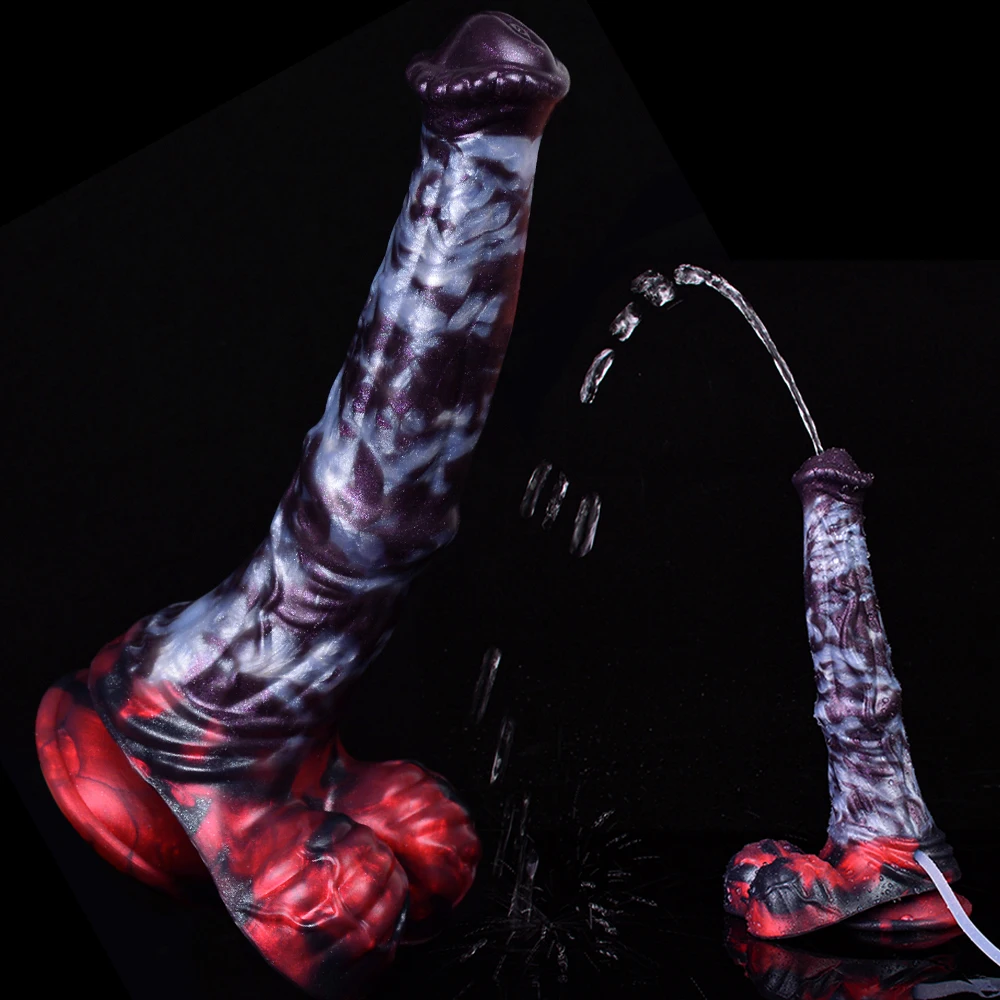 NNSX Big Long Horse Penis Squirting Dildo Realistic Silicone Anal Plug G-Spot Massager Anal Sex Toy for Men Women Pleasure