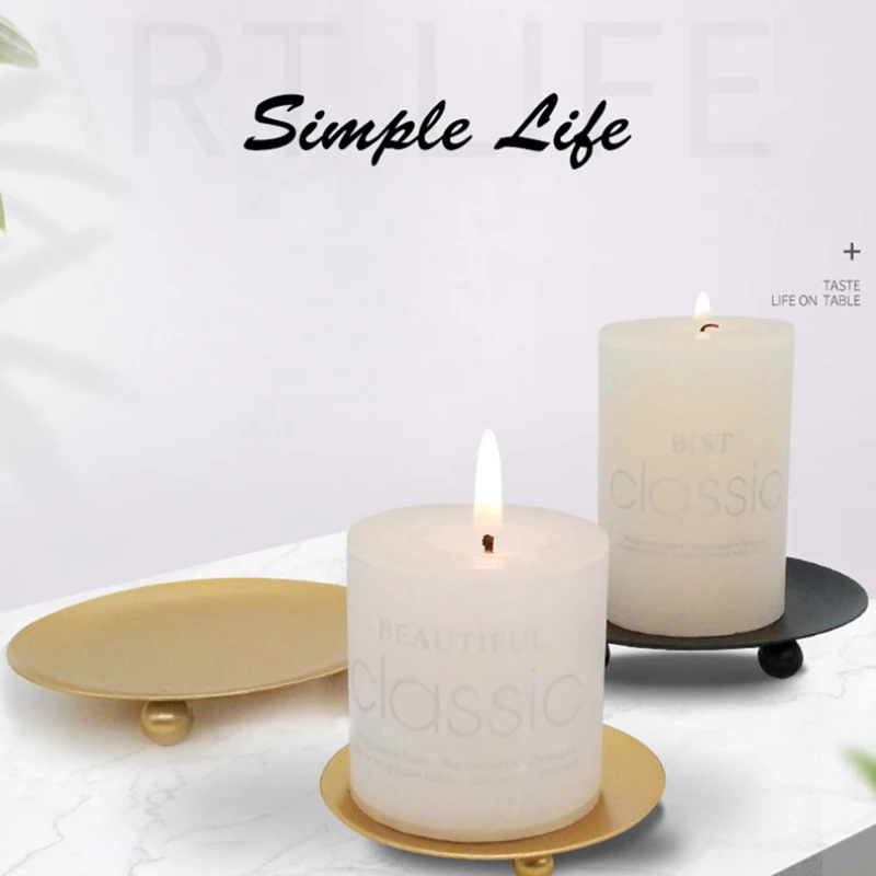 Candle Holders Pillar Metal Plate Decorative Candle Wedding Party Festival Banquet DIY Decoration