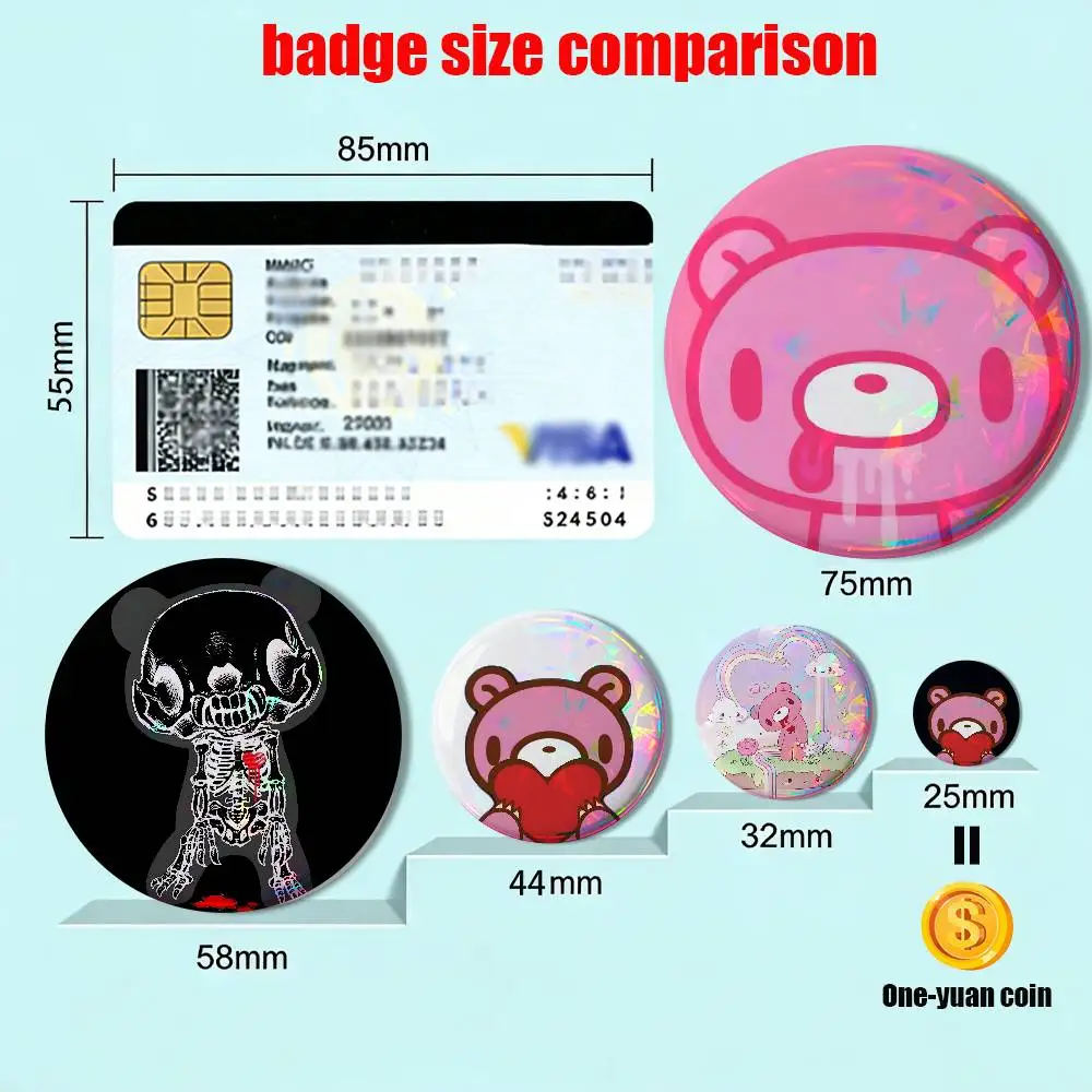 Violent corruption Gloomy Bear HD Print 58mm 44mm Round Lapel Pins Pretty Derby Round Display Brooches Brooch Badges