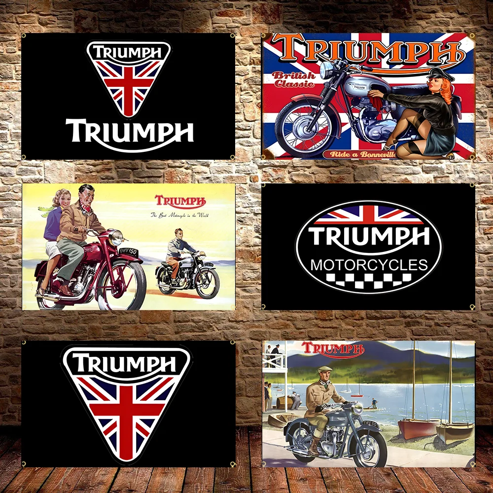 3x5FT T-TRIUMPHS Motorcycle Racing car Flag applicable to Garage or Outdoor For Decoration