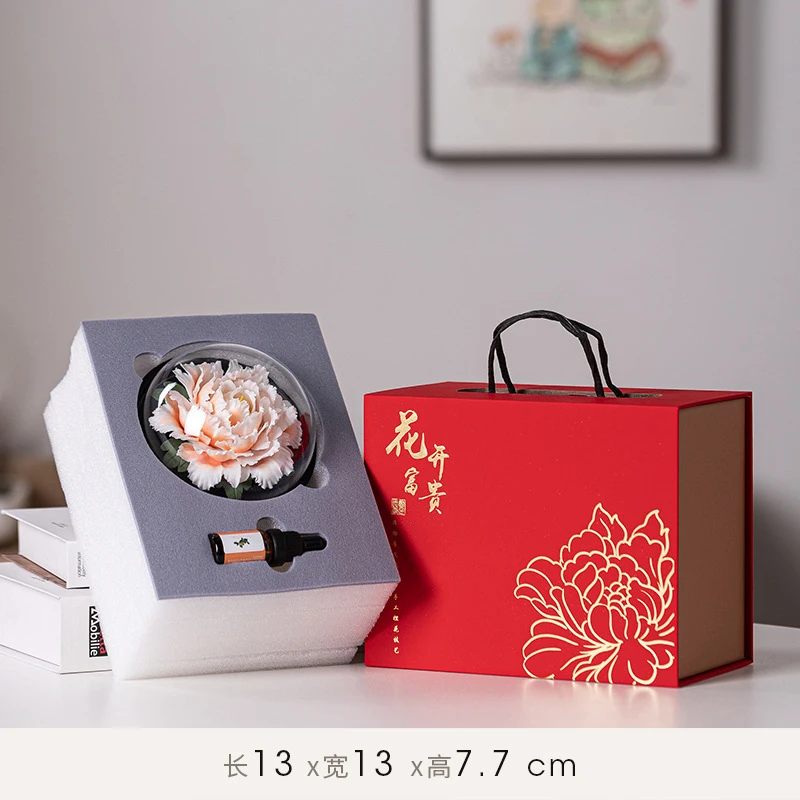 Hand-Carved Peony Ceramic Flower Decoration Ornament Living Room, Office, Coffee Table, Car, And As A Gift For Aroma Diffuse
