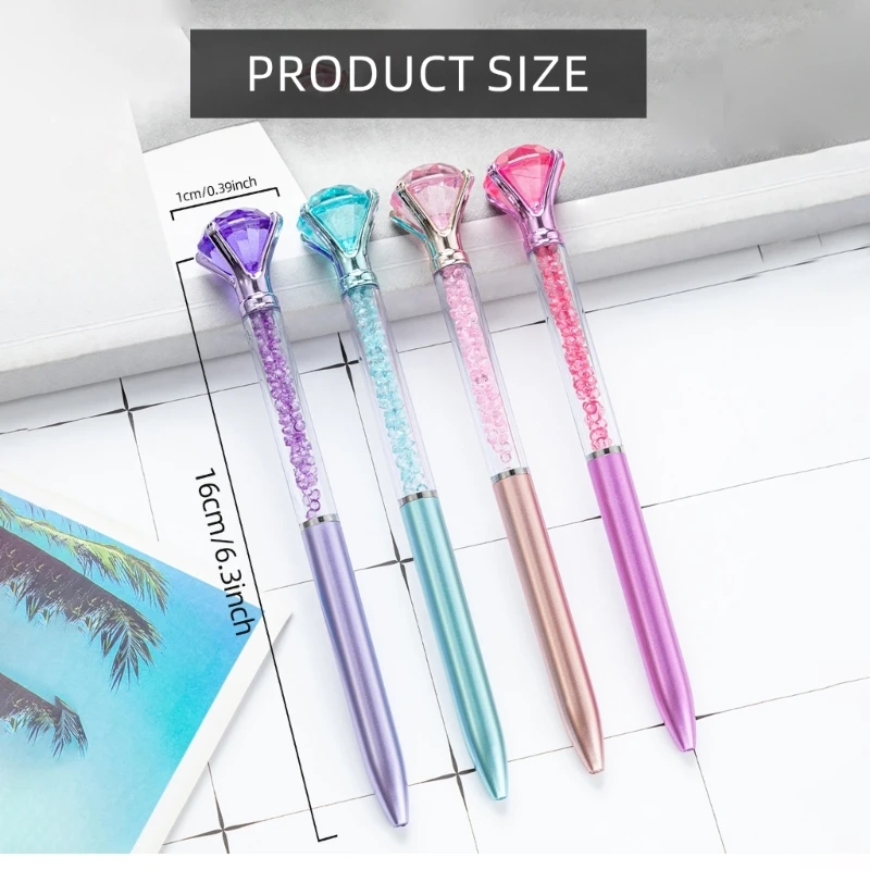 6Pcs Big Crystal Ballpoint Pen for Women, Crystal Ballpoint Pen for Office, Stocking Fillers, Decoration