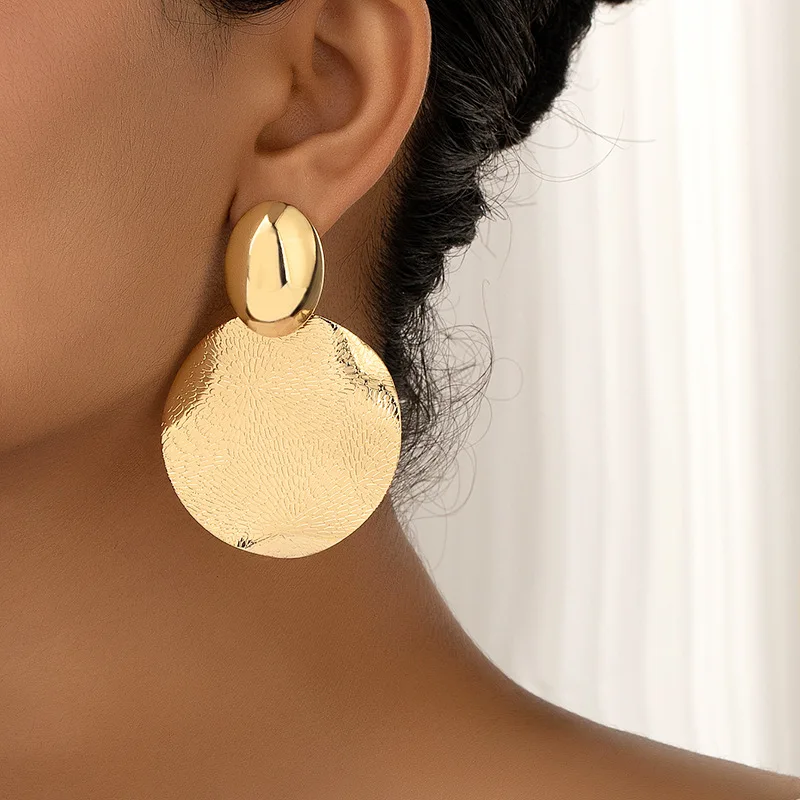 Retro Geometric Circular Metal Style Drop Earrings For Women Party Holiday Gift Fashion Jewelry Ear Accessories AE142