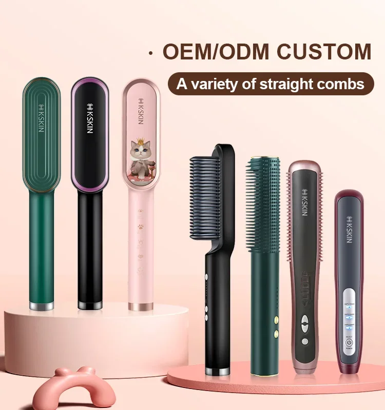 KSKIN Customized High Quality Hair Straightener Brush Professional Hair Straightener Hot Hair Straightener Hot Comb