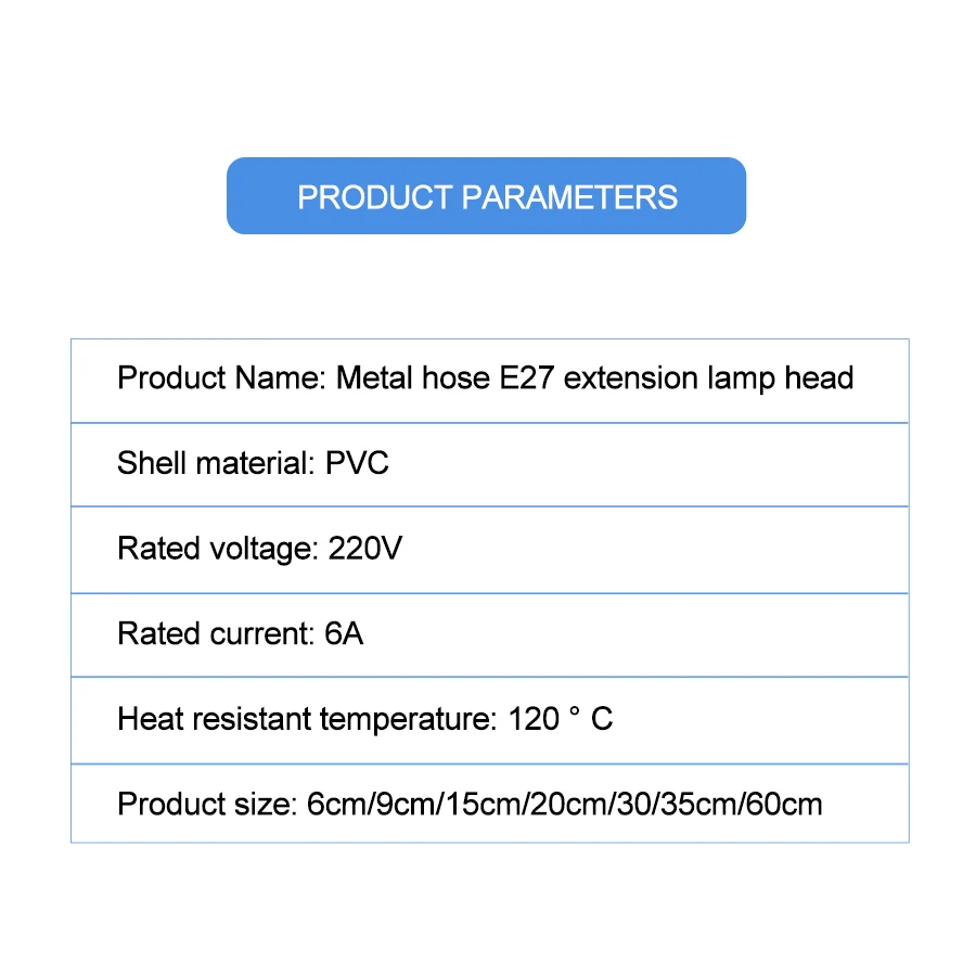 6cm 9cm 15cm 20cm 30cm 60cm Flexible E27 to E27 LED Bulb Extension Lamp Holder Base Socket AC85-265V LED Lamp Holder Converter