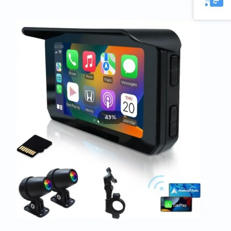 

Motorcycle WirelesscarplayAndroid Apple5Inch PortableGPSNavigator Driving Recorder