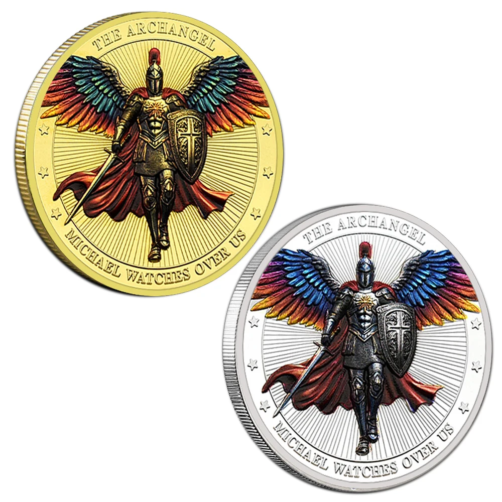 The Archangel Knight Armor Zinc Alloy Challenge Commemorative Coin Colorful Medal Collection Gift