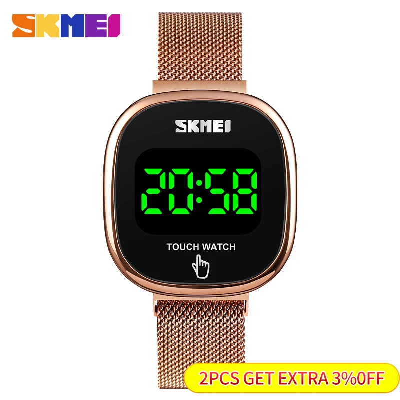 SKMEI Simple LED Watches For Men Women Waterproof Date Digital Wristwatch Squart Dial Creative Magnetic Buckle montre homme 1589