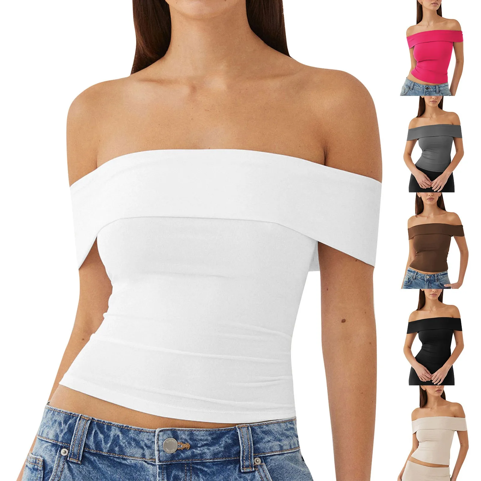 Slash Neck Pullovers Women Short Knitted Thin Slim Defined Waist Basic All-Match Sexy Elegant Off Shoulder Spring Summer Female