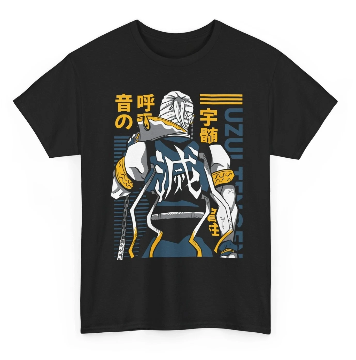 Summer Demo Slayer Tengen Uzui Shirt Sound Hashira Stylish Anime Tee Men's Round Neck Short Sleeve