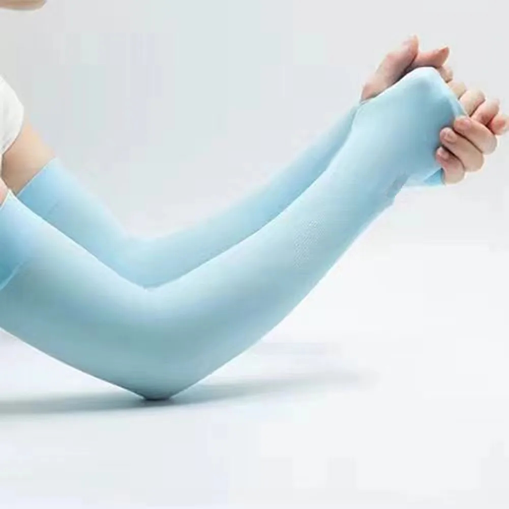 1Pair Summer Ice Silk Arm Sleeves Breathable Cycling Arm Protection Outdoor Sun UV Protect Sports Sunscreen Arm Cuff Sleeve