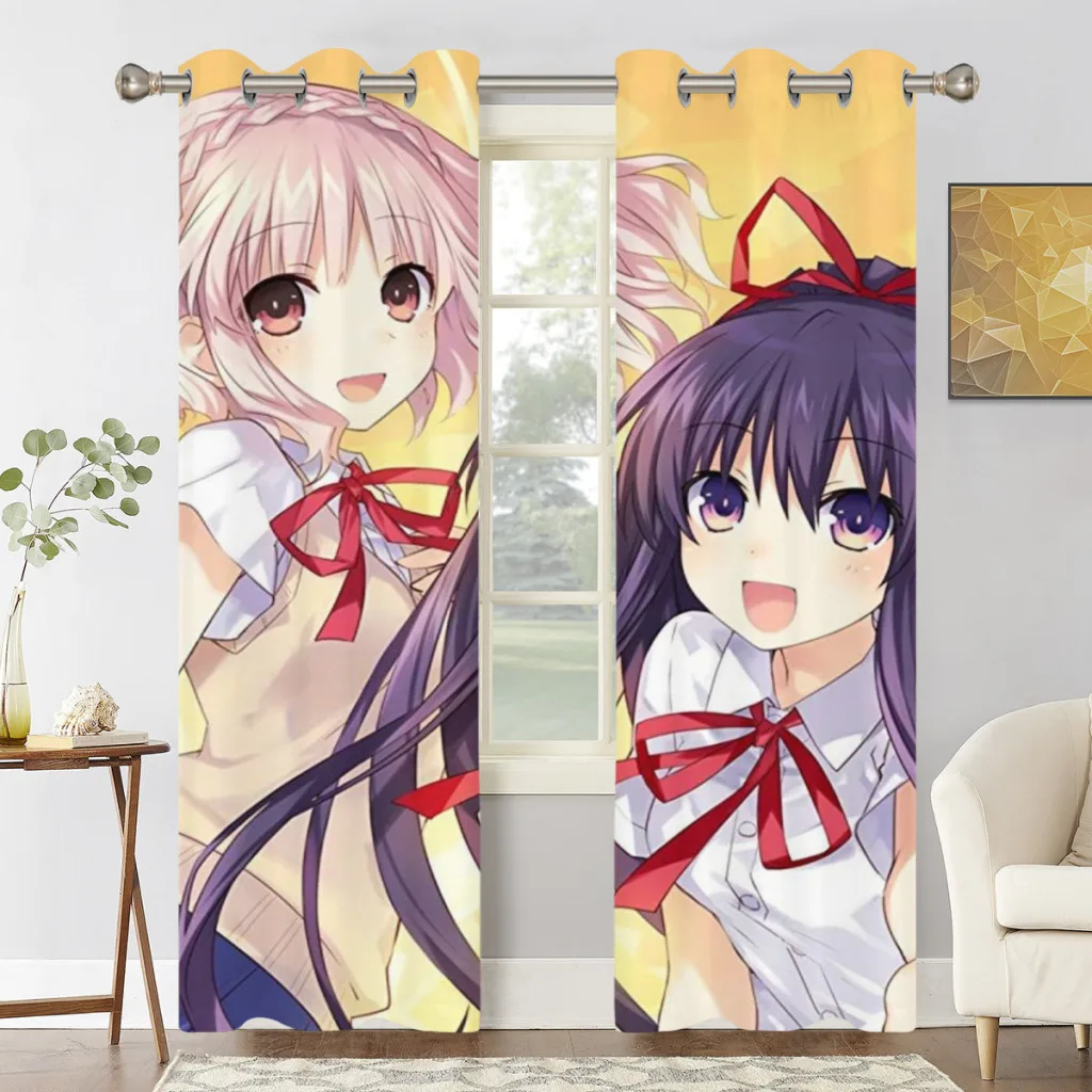 Date a Live Window Curtains  for Living Room Bedrooms 2 pieces Aesthetic Room Decoration