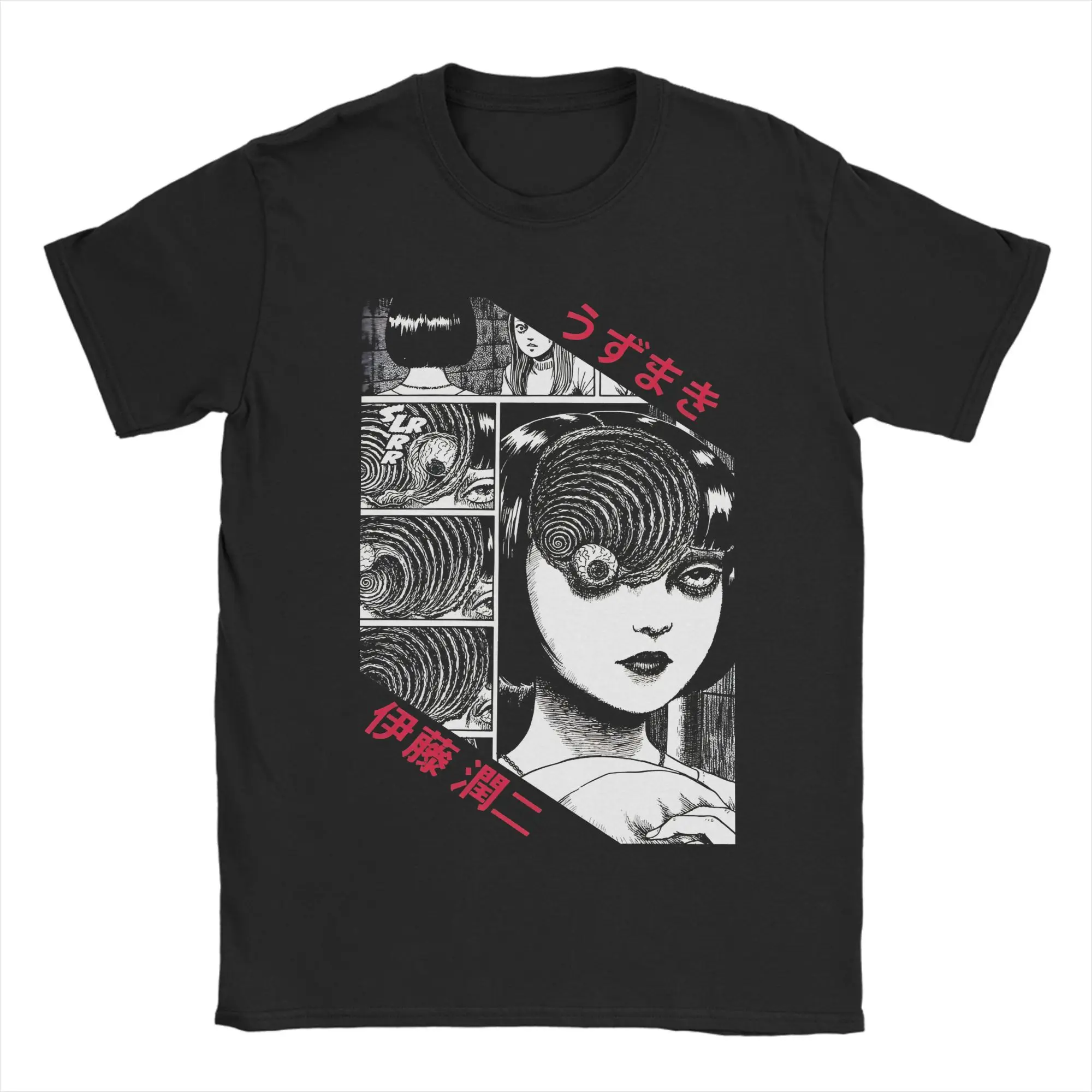 

J-Junji Itos T-Shirt Men Japanese Horror Vintage 100% Cotton Tees Crewneck Short Sleeve T Shirt Birthday Gift Tops