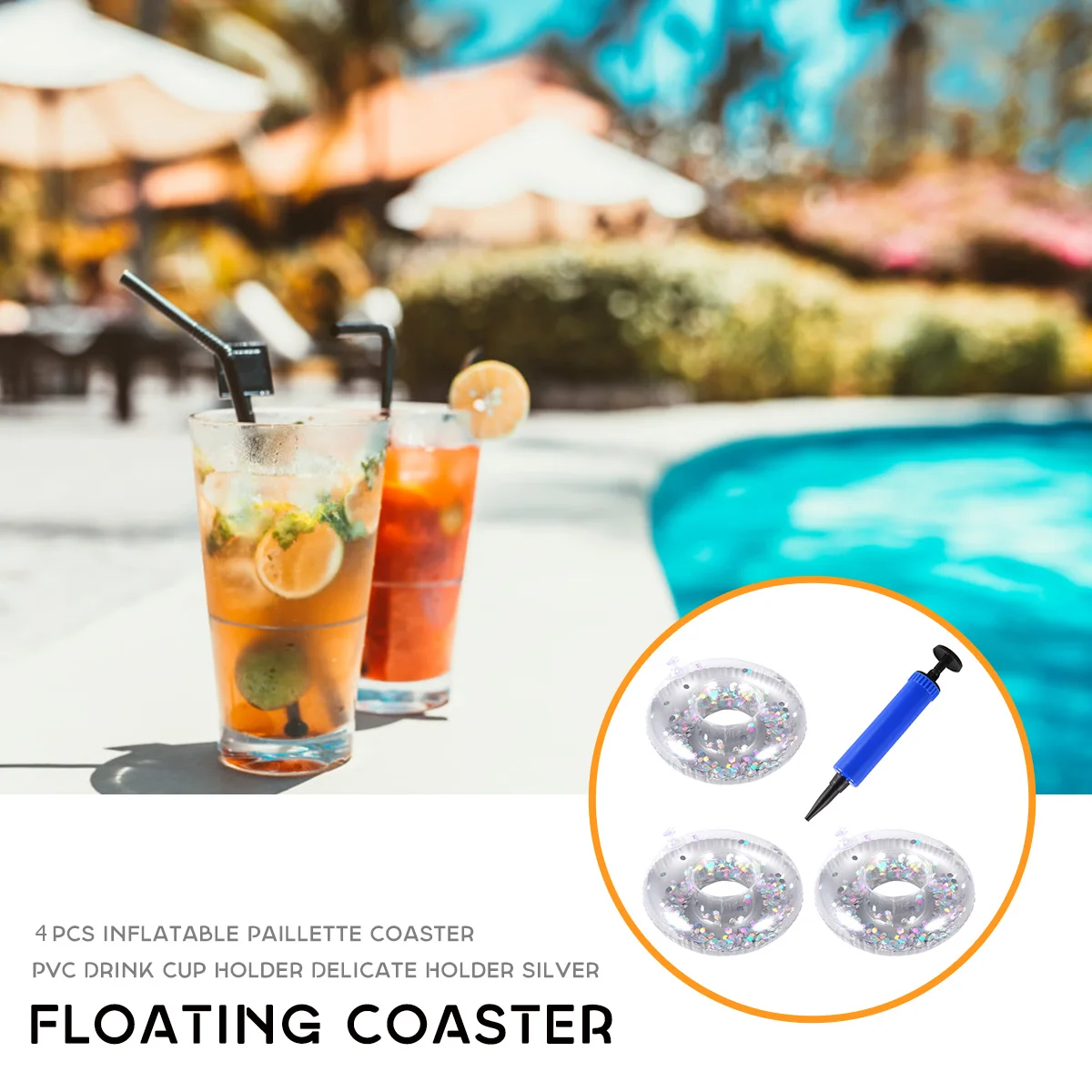 Trinken Float ies Untersetzer Inflator Paille tte aufblasbare Getränke halter Pool Party schwimmende Untersetzer