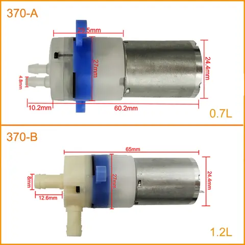 Motor de bomba de agua pequeña 370 de 12V CC, poco ruido, gran flujo de agua de 0,4-1,2l/min para beber, Mini bomba de vacío de diafragma KLC personalizada