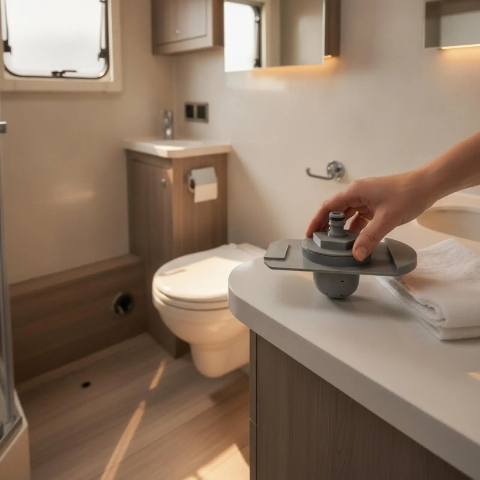 RV Toilet Cleaning Attachment Low-Profile Cassette Toilet Cleaning Tool Compact