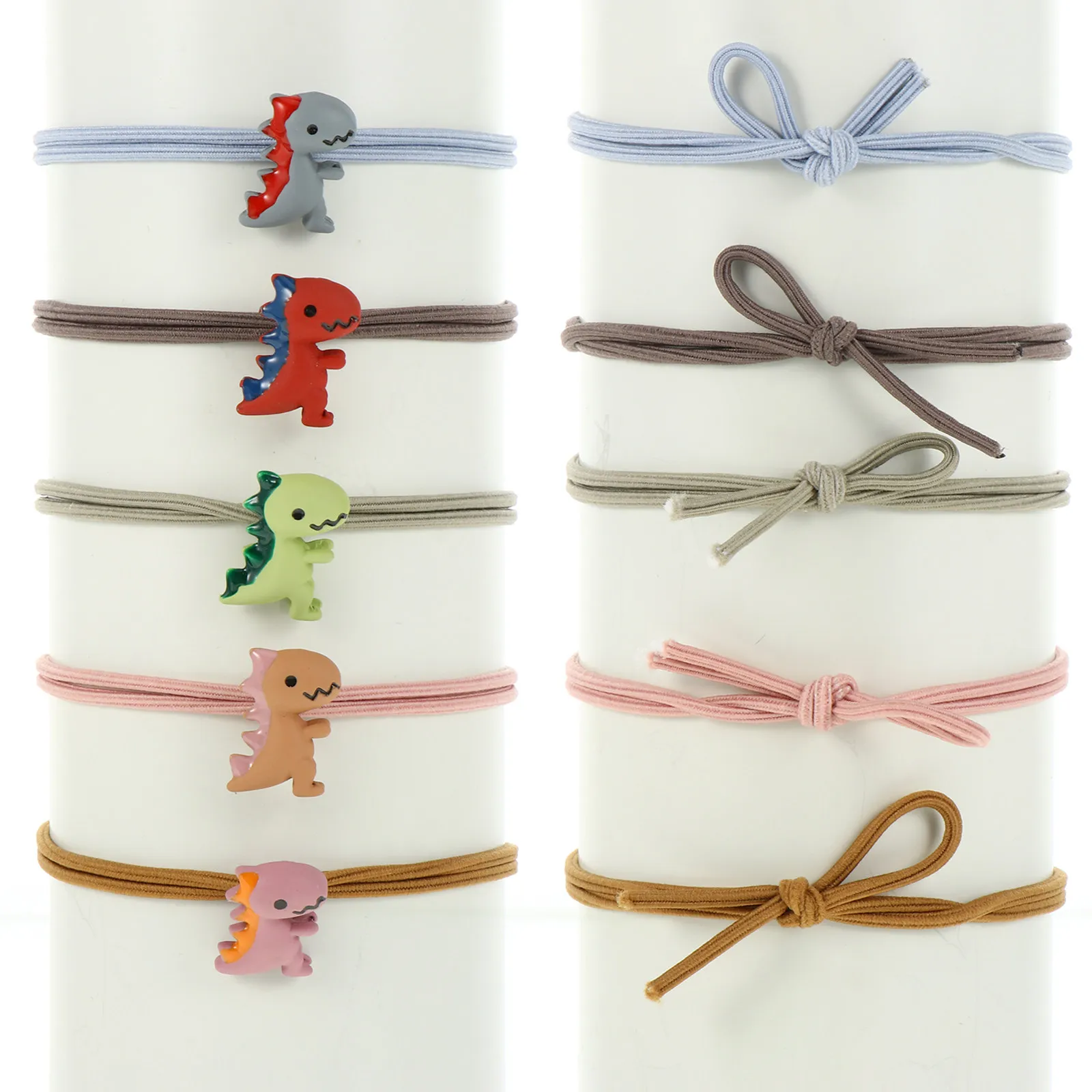 10Pcs Dinosaur Hair Ties for Teens Women Cute Elastic Ponytail Holders Non Slip Hair Band Rope Birthday Party Travel