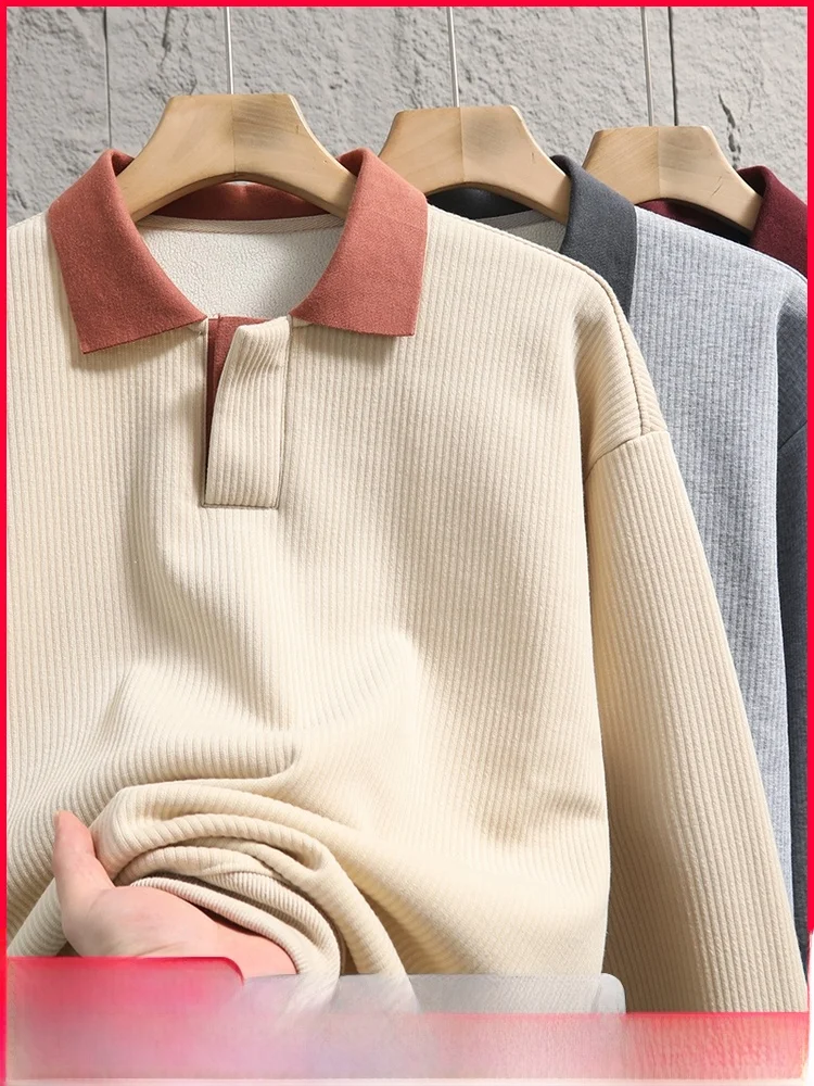 

Men's Thi Knitted Sweater Casual Versatile Fake Two-Piece Winter Outerwear Soft Polyester Fiber Faionable Urban Sle