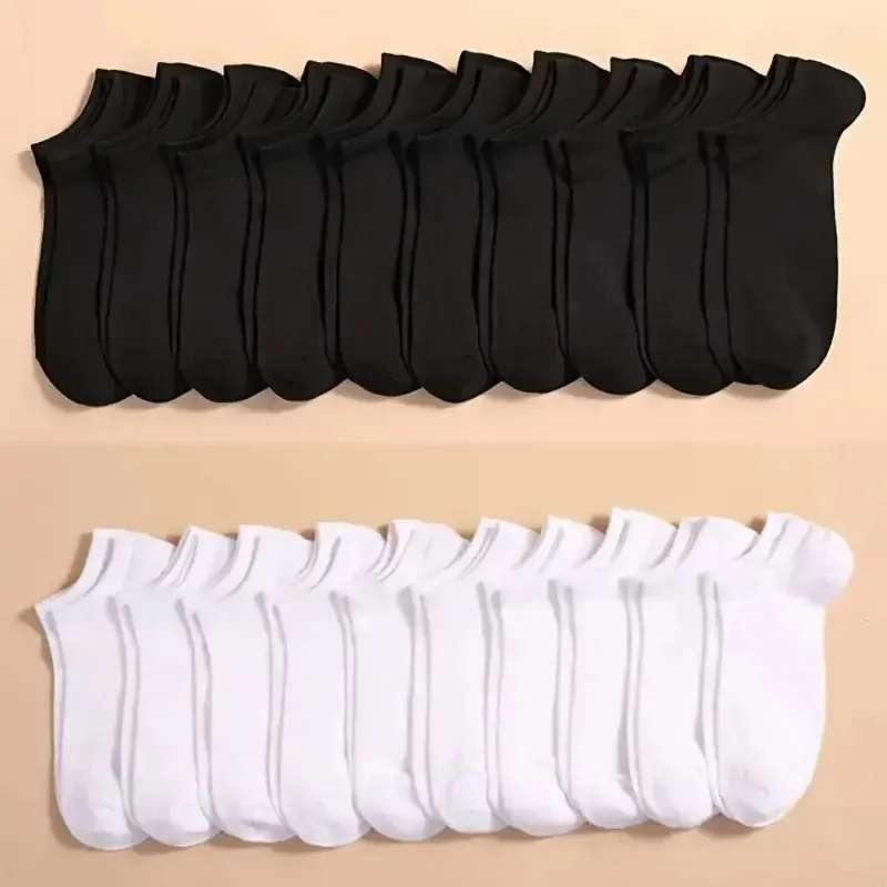 

1/5/10/20/30 Pairs Women/Men Boat Socks Invisible Low Cut Silicone Summer No-show Ankle Socks Solid Color Casual Breathable