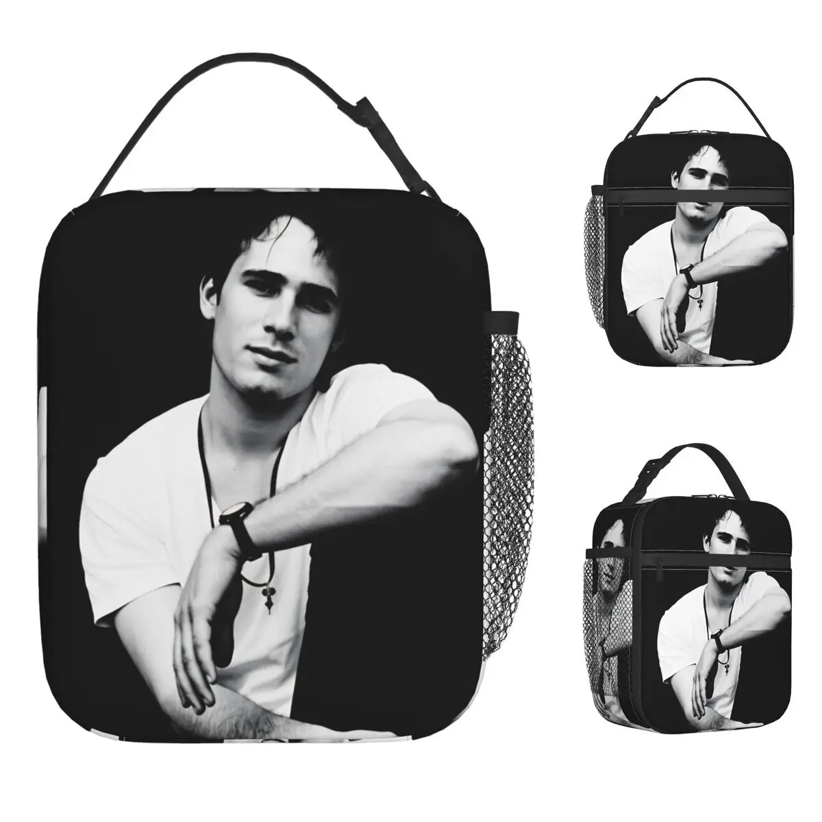 الرجعية J-Jeff B-Buckley البوب المغني حقيبة الغداء مضحك علب الاغذية للكبار في الهواء الطلق نزهة المحمولة سستة حقيبة للحفاظ على البرودة حمل أكياس الغذاء #1