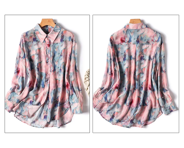 Chiffon Casual Women Blouses Spring/Autumn Korean Clothing Sales Loose Long Sleeves Tops Polo-neck Prints Women's Shirts