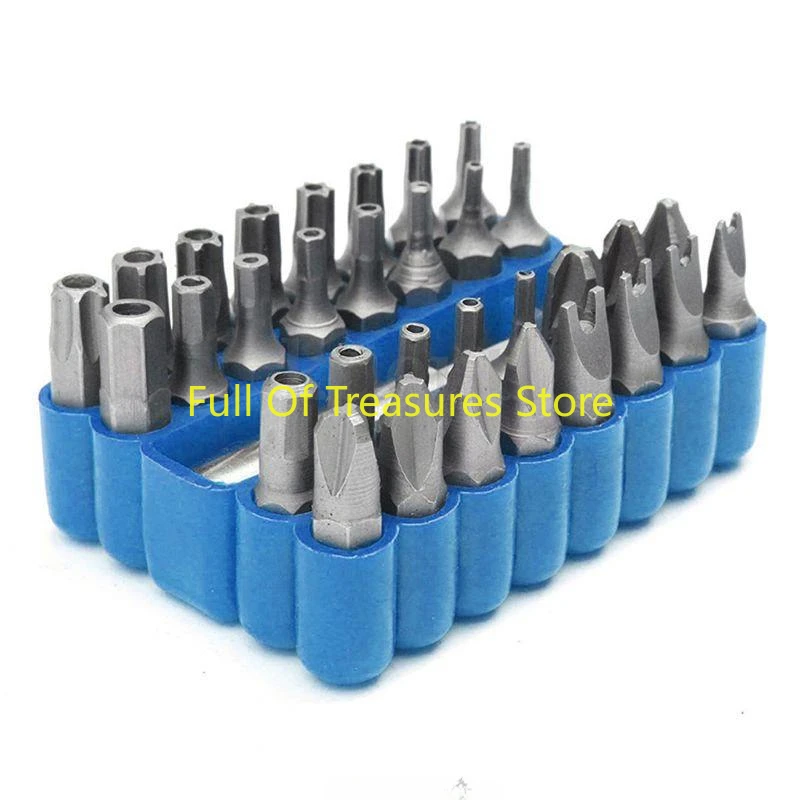 hollow Security Bit 33Pcs Set Tamper Proof Torx Spanner Screwdriver Star Hex Holder Rod M15 21