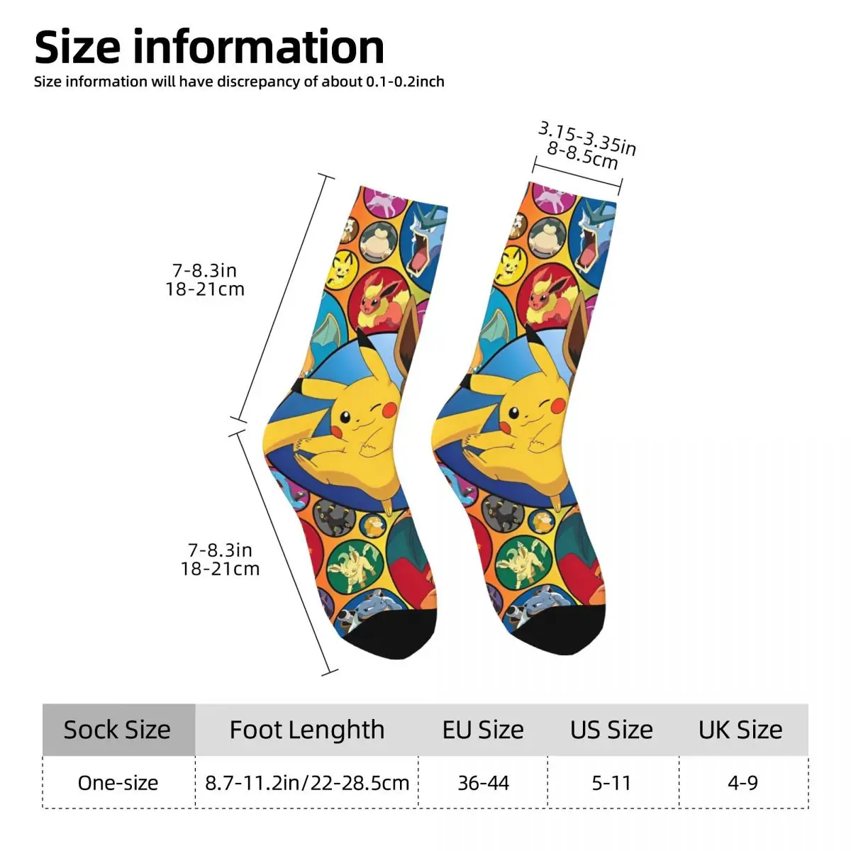 Adults Men Socks Pokemon Anime Pikachu Stockings Autumn Kawaii Comfortable Socks Custom Cycling Non Skid Socks