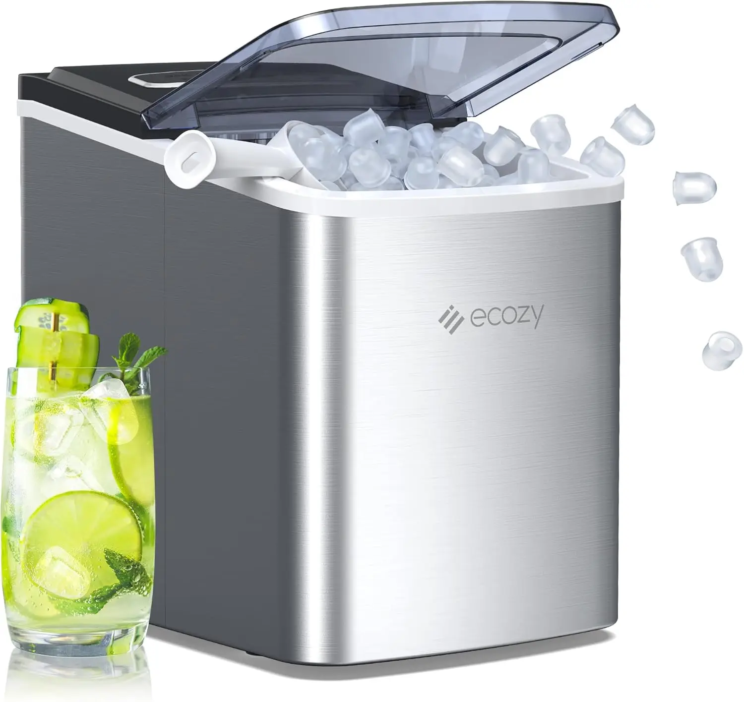 Portable Ice Maker Countertop, 9 Cubes Ready in 6 Mins, 26.5 lbs in 24 Hours, Self-Cleaning Ice Maker Machine with Ice