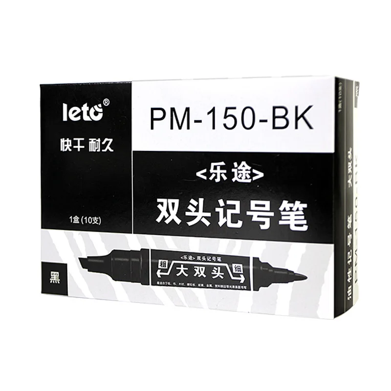 10Pcs Twin Tip Colored Permanent Markers Fine Point Waterproof Oily Black Ink for Sketchbook Painting School Art Supplies