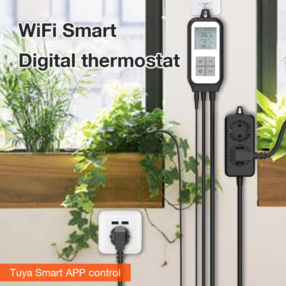 

Tuya WIFI цифровой регулятор температуры розетка термостат нагреватель 2 релейный термостат для управления охлаждением и нагревом с Alexa