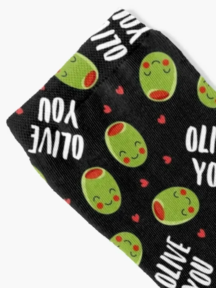 Olive You - olive valentines - hearts Socks heated hip hop Man Socks Women's