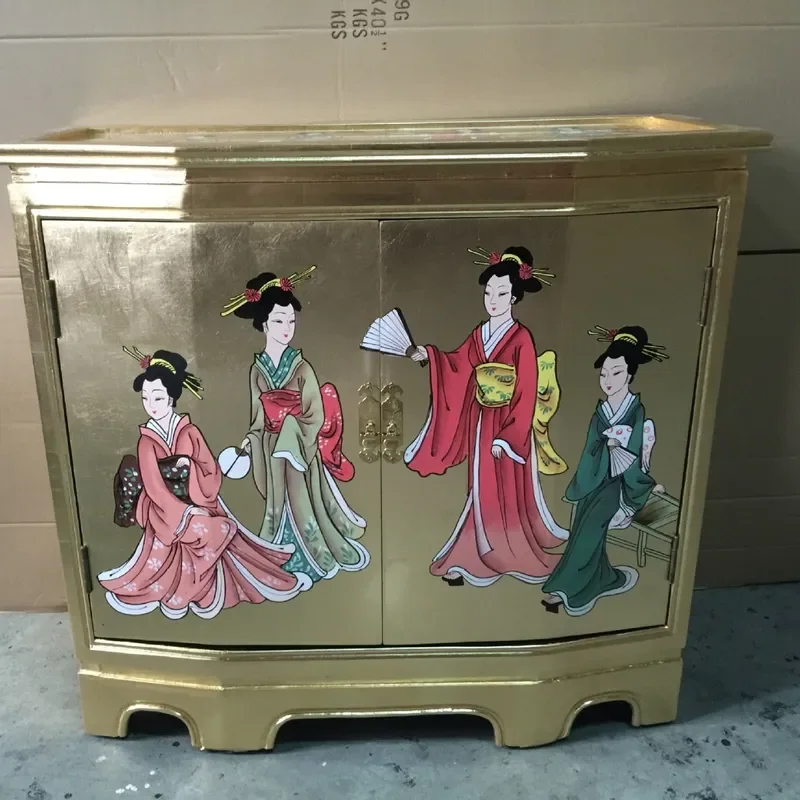 Gold Foil Door Cabinet Entrance Partition Furniture Foyer Decoration Storage Unit for Home Entryway Wholesale Export