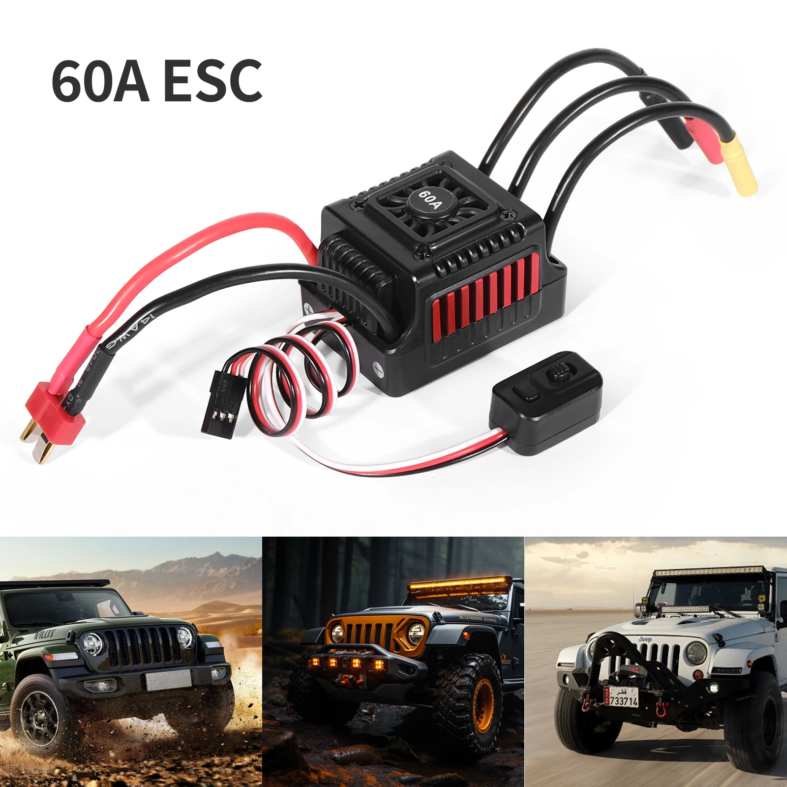 wsdt-60a-rt-センサーレス-ブラシレス-esc-t-プラグ-レッド-60a-2-3s-lipo-1-10-rc-オンロード-オフロード-バギー-モンスター用-585v-3a-bec-付き