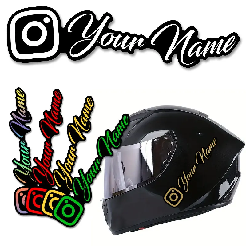 1PC Custom User Name Instagram Motorcycle Stickers Waterproof with Black Background DIY Fuel Tank Helmet Car Vinyl Decals