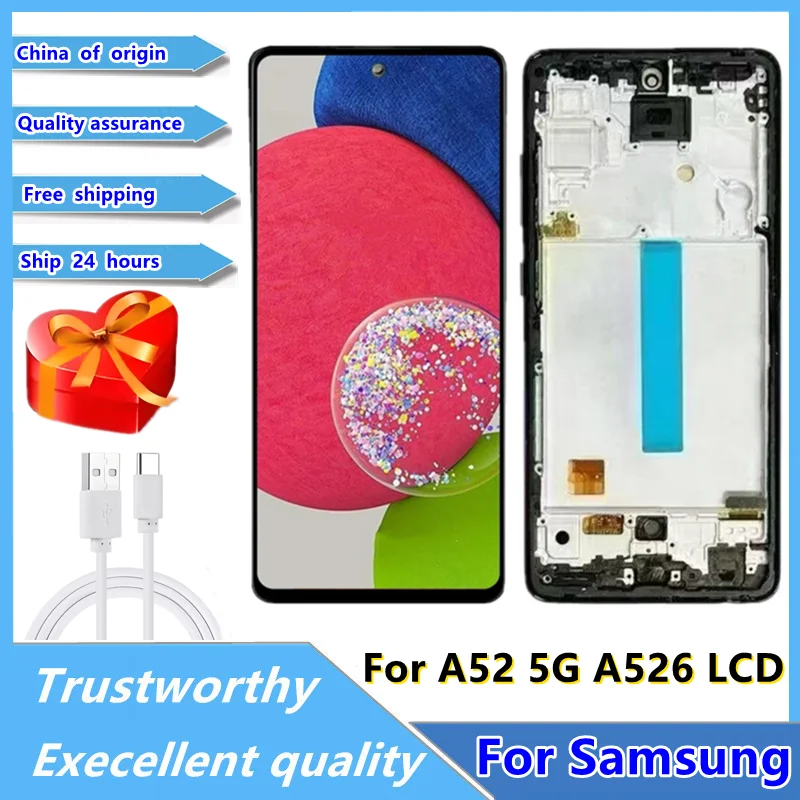 テスト済みのoled-lcd-サムスンa52-5g-lcd-a526-lcd-サムスンa52-5g-a526-lcdスクリーン-タッチデジタイザーアセンブリ-byaaree交換品