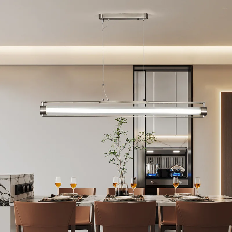 Minimalist medieval designer restaurant cafe chandelier dining table bar island table one-word long Mazar glass chandelier