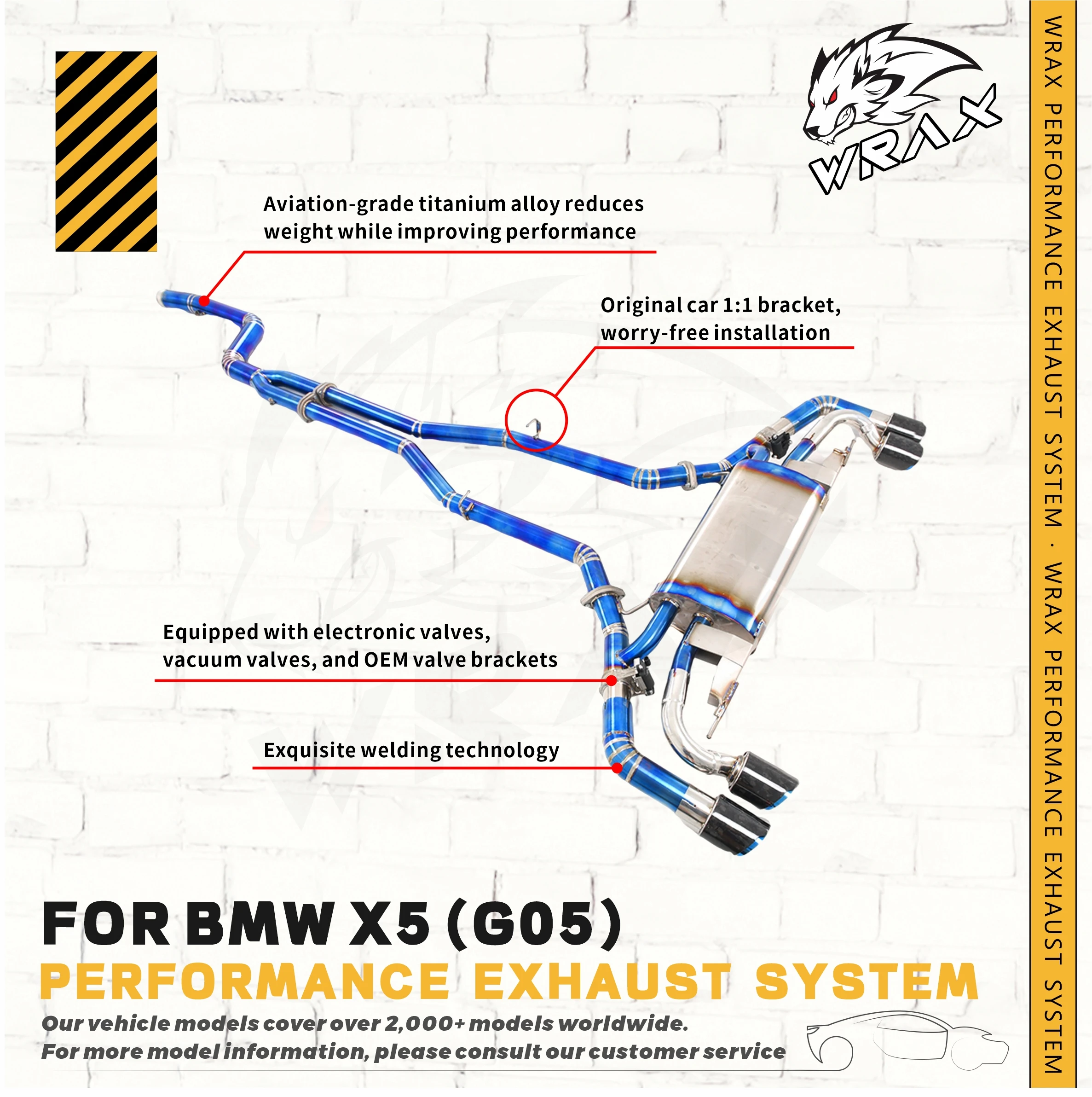 

WRAX TitaniumCatback Exhaust For BMW X5 G05 F95 08.2018+Aggressive Exhaust Sound Performance Upgrade Easy Installation