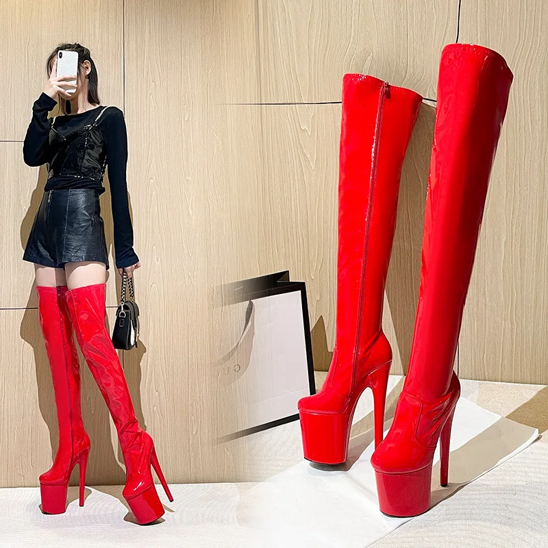 New 20CM/8inches PU Upper Sexy Exotic High Heel Platform Party Women Boots Pole Dance Shoes GH1006