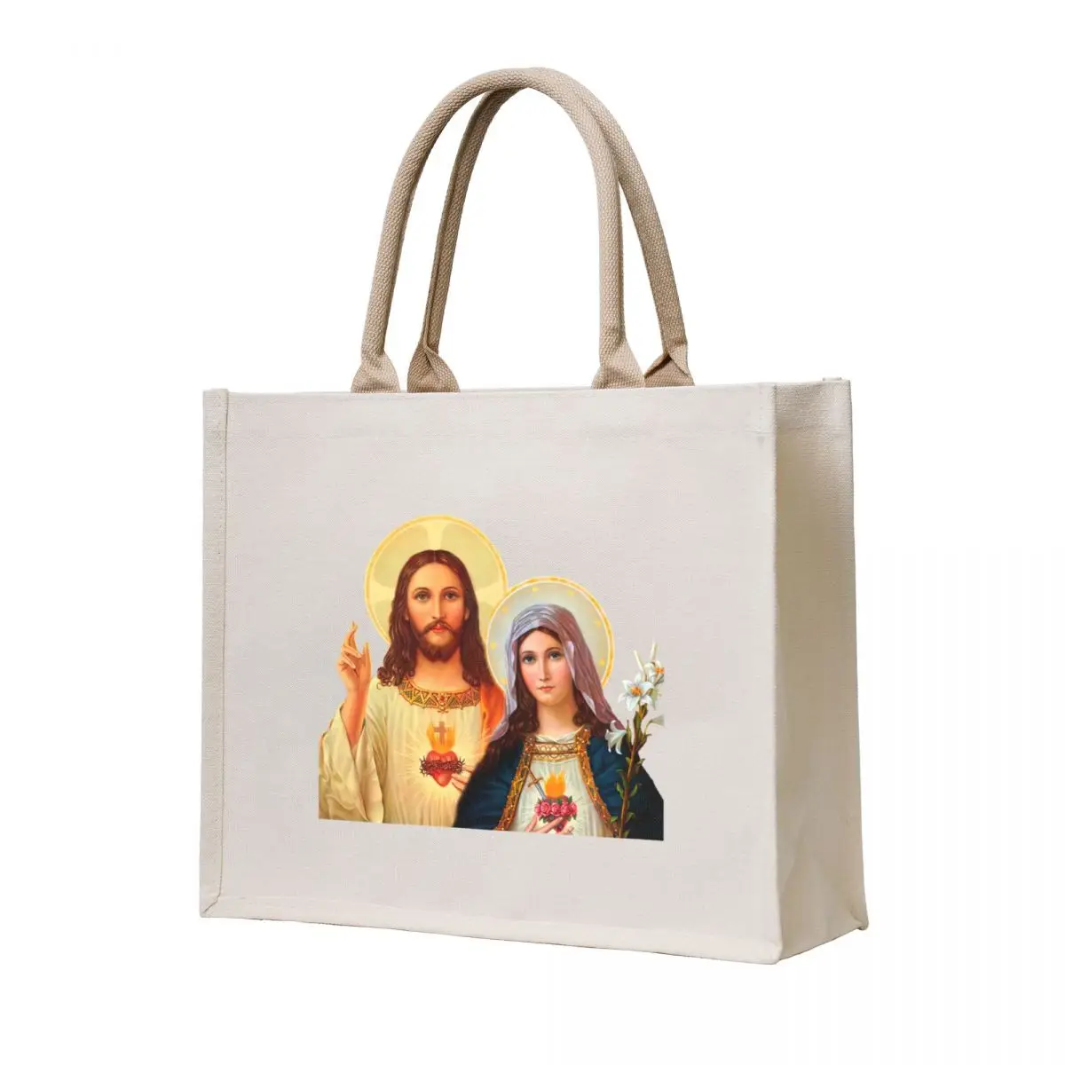 

Twin Hearts - II (Jesus and Mary) transparent background Tote Bag Large bags for women Handbags women shopper bag woman