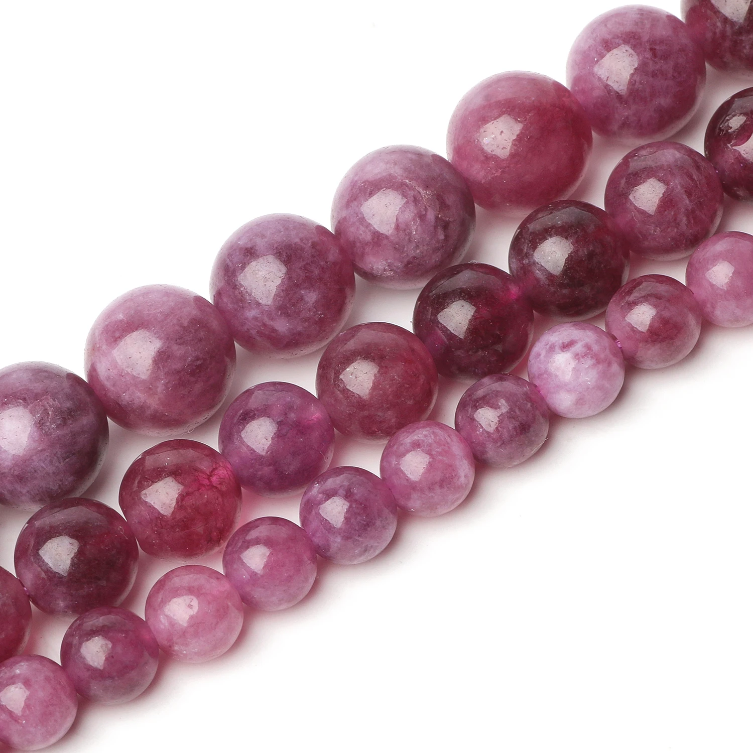 6/8/10mm AA Kunzite Natural Stone Bead Smooth Round Spodumene Loose Spacer Beads for Jewelry Making Supplier DIY Bracelets 15\'\'